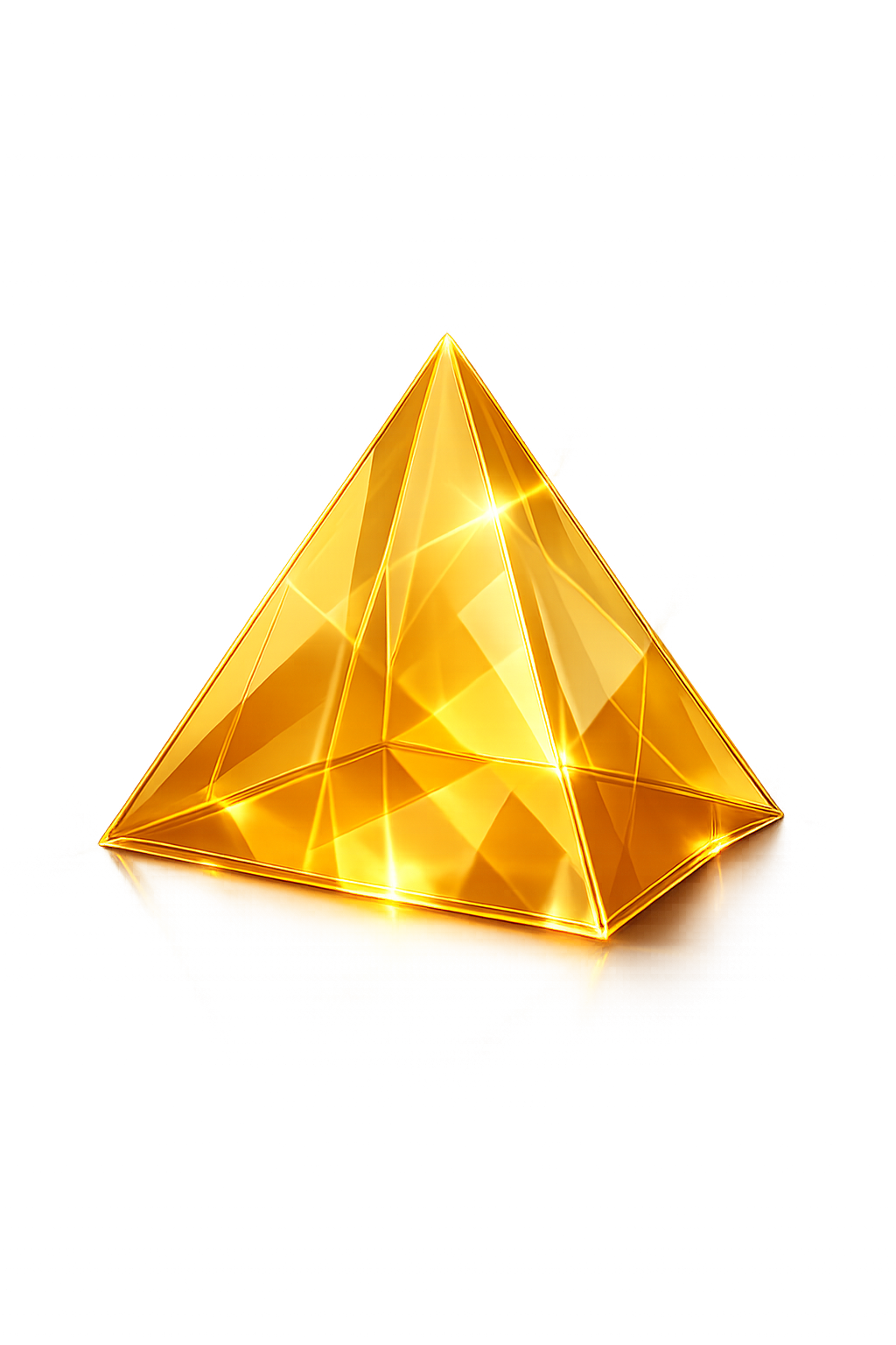 Immersive transparent golden pyramid vector illustration with clean mathematical contours