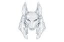 Transparent Egyptian Jackal Anubis mask artifact