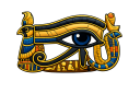 Stylized transparent cartoon eye of Horus icon
