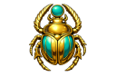 Glowing transparent golden and turquoise Scarab symbol