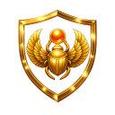 Transparent cartoon golden scarab shield icon